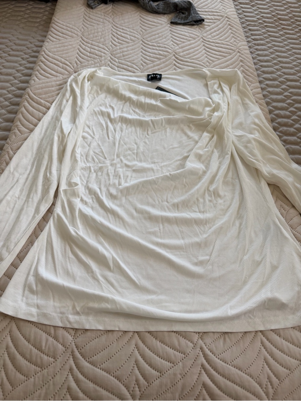 INC International Concepts Women's Long-Sleeve Ribbed Tee - White